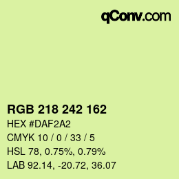 カラーコード: RGB 218 242 162 | qconv.com