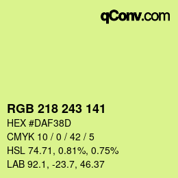 Color code: RGB 218 243 141 | qconv.com