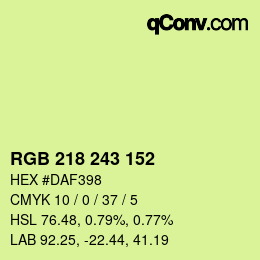Color code: RGB 218 243 152 | qconv.com