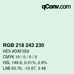 Color code: RGB 218 243 230 | qconv.com