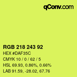 カラーコード: RGB 218 243 92 | qconv.com