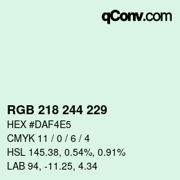 Farbcode: RGB 218 244 229 | qconv.com