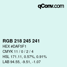 Color code: RGB 218 245 241 | qconv.com