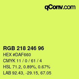 颜色代码: RGB 218 246 96 | qconv.com