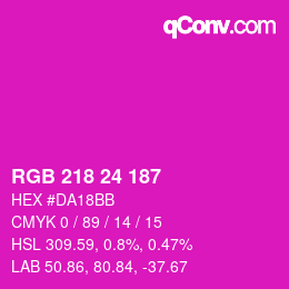 Color code: RGB 218 24 187 | qconv.com