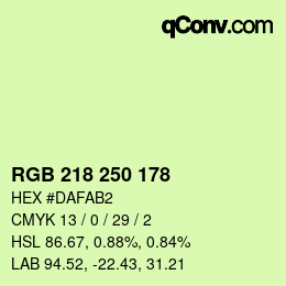 カラーコード: RGB 218 250 178 | qconv.com