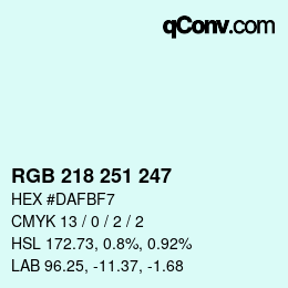 Color code: RGB 218 251 247 | qconv.com