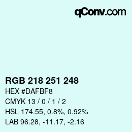 Color code: RGB 218 251 248 | qconv.com