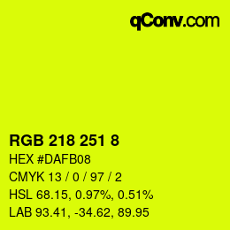 カラーコード: RGB 218 251 8 | qconv.com