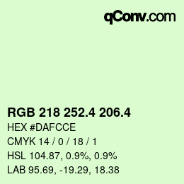 カラーコード: RGB 218 252.4 206.4 | qconv.com