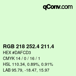 カラーコード: RGB 218 252.4 211.4 | qconv.com