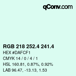 カラーコード: RGB 218 252.4 241.4 | qconv.com