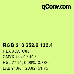 カラーコード: RGB 218 252.8 136.4 | qconv.com