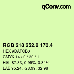 カラーコード: RGB 218 252.8 176.4 | qconv.com