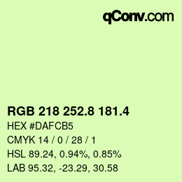 カラーコード: RGB 218 252.8 181.4 | qconv.com