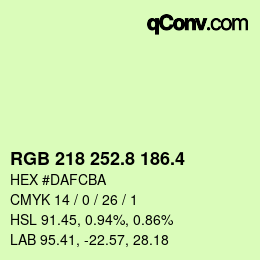カラーコード: RGB 218 252.8 186.4 | qconv.com