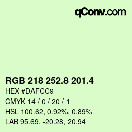 カラーコード: RGB 218 252.8 201.4 | qconv.com