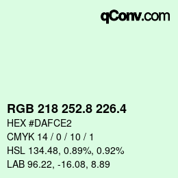 カラーコード: RGB 218 252.8 226.4 | qconv.com