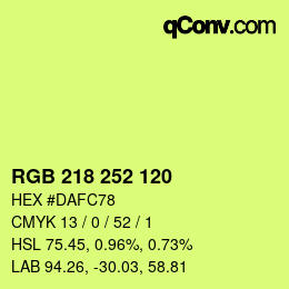 カラーコード: RGB 218 252 120 | qconv.com