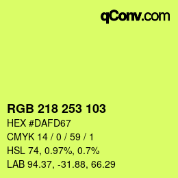 カラーコード: RGB 218 253 103 | qconv.com