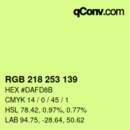 カラーコード: RGB 218 253 139 | qconv.com