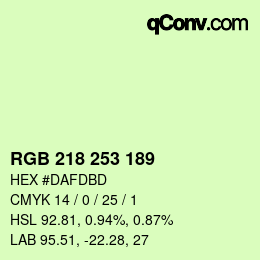颜色代码: RGB 218 253 189 | qconv.com