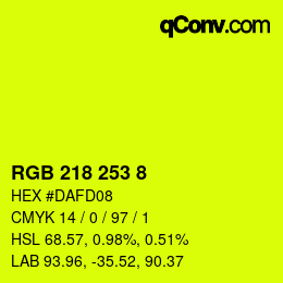 颜色代码: RGB 218 253 8 | qconv.com