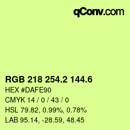 カラーコード: RGB 218 254.2 144.6 | qconv.com