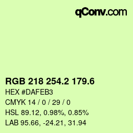 カラーコード: RGB 218 254.2 179.6 | qconv.com