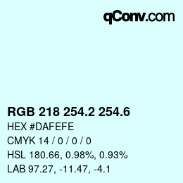 カラーコード: RGB 218 254.2 254.6 | qconv.com