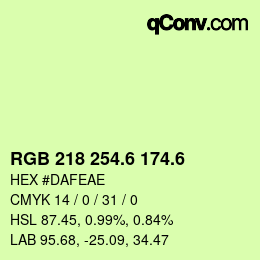 カラーコード: RGB 218 254.6 174.6 | qconv.com