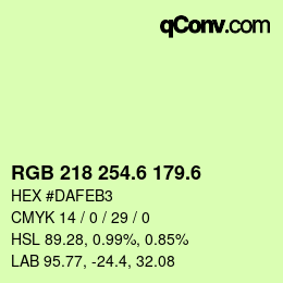 カラーコード: RGB 218 254.6 179.6 | qconv.com