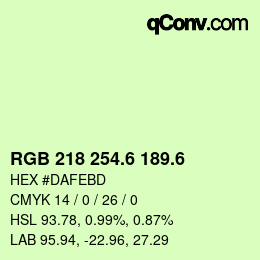 カラーコード: RGB 218 254.6 189.6 | qconv.com