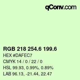 カラーコード: RGB 218 254.6 199.6 | qconv.com