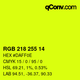 Color code: RGB 218 255 14 | qconv.com