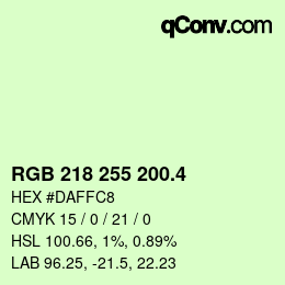 カラーコード: RGB 218 255 200.4 | qconv.com