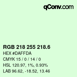カラーコード: RGB 218 255 218.6 | qconv.com