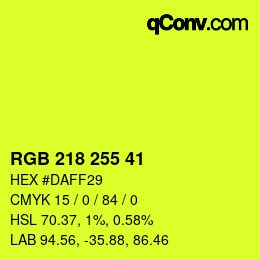 颜色代码: RGB 218 255 41 | qconv.com