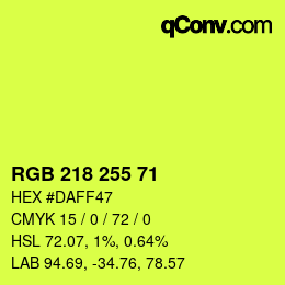 Color code: RGB 218 255 71 | qconv.com