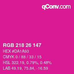 カラーコード: RGB 218 26 147 | qconv.com
