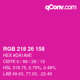 颜色代码: RGB 218 26 158 | qconv.com