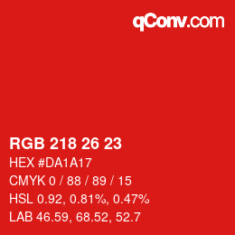 Color code: RGB 218 26 23 | qconv.com