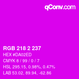 カラーコード: RGB 218 2 237 | qconv.com