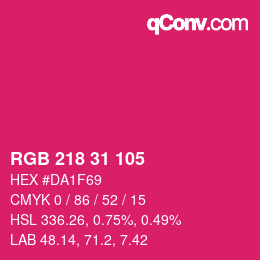 カラーコード: RGB 218 31 105 | qconv.com