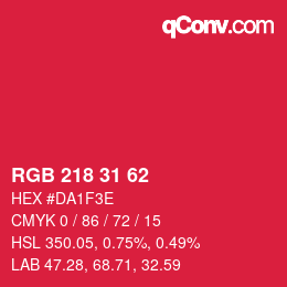 カラーコード: RGB 218 31 62 | qconv.com