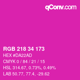 颜色代码: RGB 218 34 173 | qconv.com