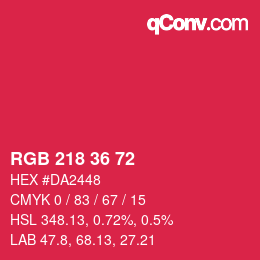Color code: RGB 218 36 72 | qconv.com