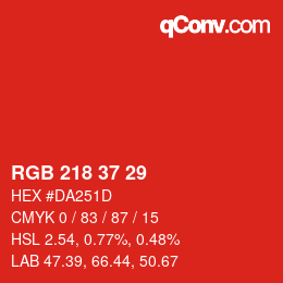 カラーコード: RGB 218 37 29 | qconv.com