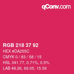 Color code: RGB 218 37 92 | qconv.com