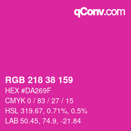 颜色代码: RGB 218 38 159 | qconv.com